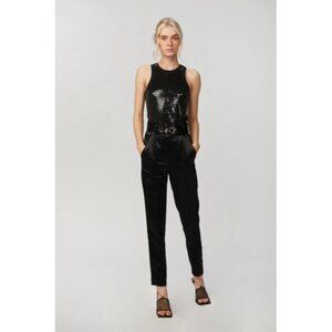 THE KOOPLES Silk Belted Tapered Pant Black Size 32 NWT